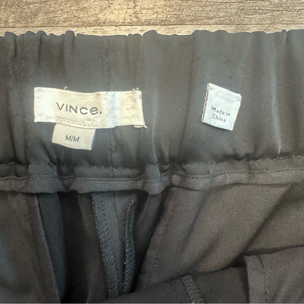 Vince Tapered Black Pull On High Rise Straight Leg Pockets Pants Womens Sz. M - Picture 7 of 9